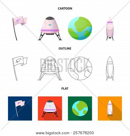 Vector Illustration Of Mars And Space Logo. Collection Of Mars And Planet Vector Icon For Stock.