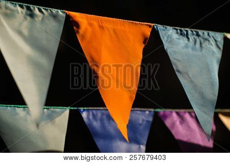 Carnival Garland with Flags, Decorative Party Pennants for Birthday Celebration, Festival and Fair Decoration, Hanging Flags, Bunting Flags ,Triangle Fabrics Hanging on the Rope, Bunting Background 