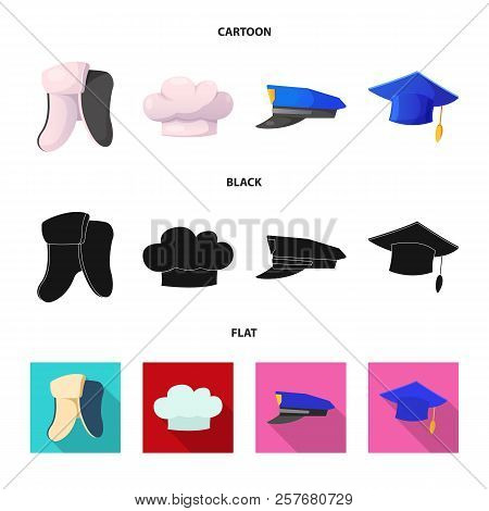 Vector Design Of Headgear And Cap Symbol. Set Of Headgear And Accessory Vector Icon For Stock.