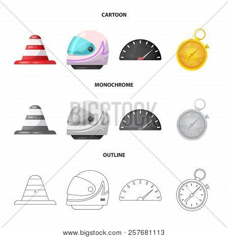 Isolated Object Of Car And Rally Symbol. Set Of Car And Race Vector Icon For Stock.