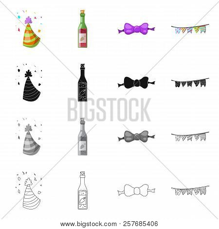 Vector Illustration Of Party And Birthday Icon. Set Of Party And Celebration Stock Symbol For Web.