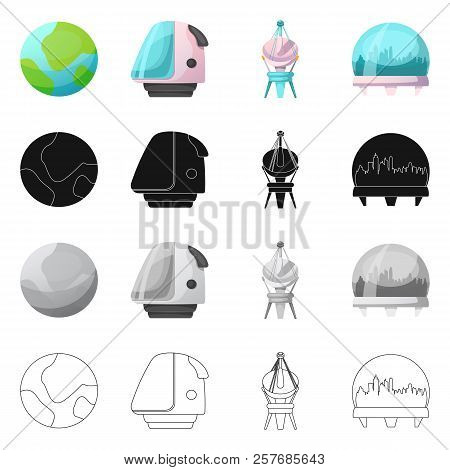 Vector Illustration Of Mars And Space Icon. Set Of Mars And Planet Vector Icon For Stock.