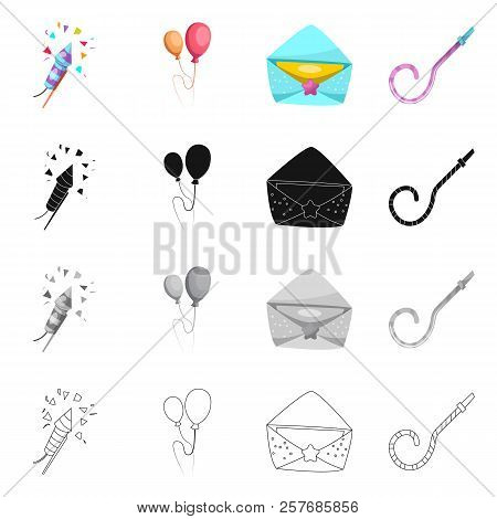 Vector Illustration Of Party And Birthday Icon. Collection Of Party And Celebration Stock Vector Ill