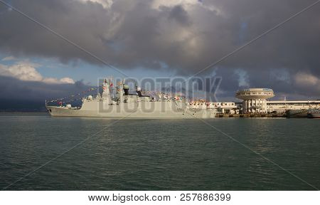 Novorossiysk, Russia:  May 9, 2015-missile Frigates Naval Forces Of The Republic Of China. Chinese F