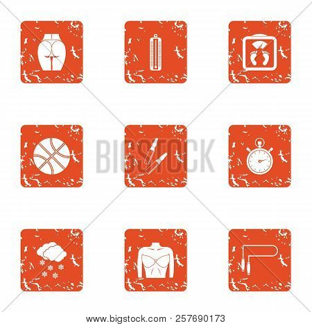 Pull Up Figure Icons Set. Grunge Set Of 9 Pull Up Figure Icons For Web Isolated On White Background