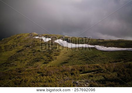 Cloudy Landscape Of Mavrovo National Park With Mountain In Fyr Macedonia