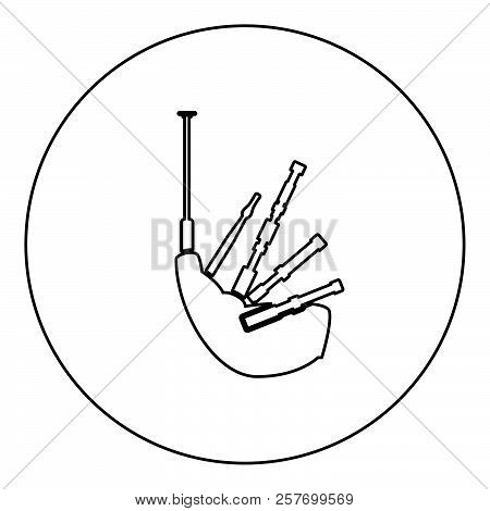 Bagpipes Icon Black Color In Round Circle Outline Vector Illustration