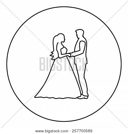 Bride Groom Holding Vector Photo Free Trial Stock Bride And Groom Holding Hands Icon Black Color In Round Circle Outline Vector Ilration