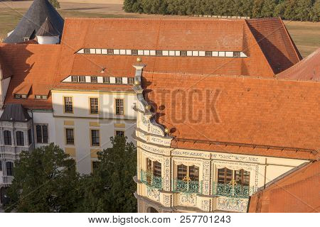 View Of The Roofs Of The Historic Old Town Of Torgau In Saxony, Germany