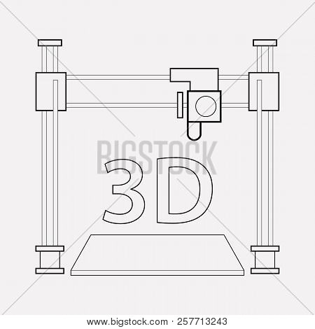 3d Printer Icon Line Element. Vector Illustration Of 3d Printer Icon Line Isolated On Clean Backgrou