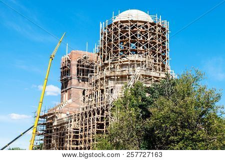 Construction Site Of New Orthodox Church Of Saint Spyridon (st Spiridon) Bishop Of Trimythous In Kop