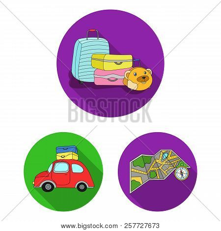 Family Holiday Flat Icons In Set Collection For Design. Recreation And Equipment. Vector Symbol Stoc
