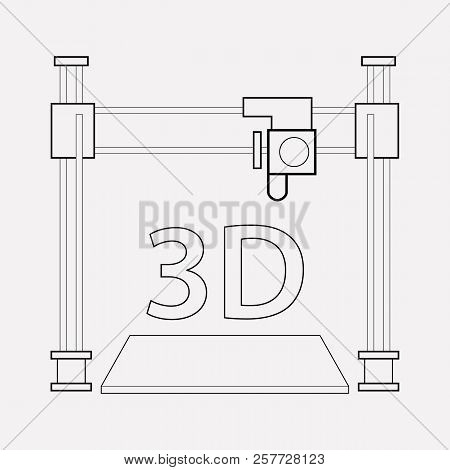 3d Printer Icon Line Element.  Illustration Of 3d Printer Icon Line Isolated On Clean Background For