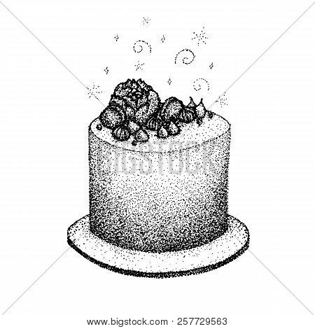 Dotwork Birthday Cake Vector Photo Free Trial Bigstock
