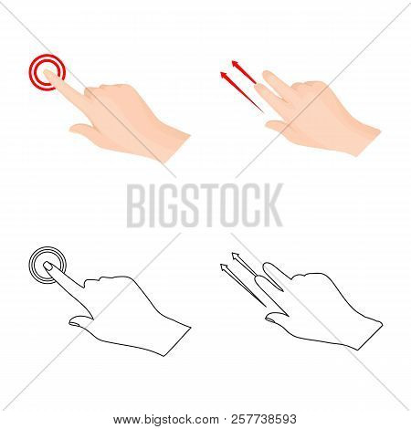 Vector Illustration Of Touchscreen And Hand Symbol. Set Of Touchscreen And Touch Vector Icon For Sto