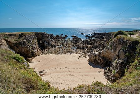 Little Beach At Low Tide Near La Baule In France