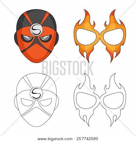 Vector Design Of Hero And Mask Symbol. Collection Of Hero And Superhero Stock Vector Illustration.