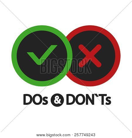Yes And No, Dos And Donts, Positive And Negative Icons Isolated On White Illustration Vector