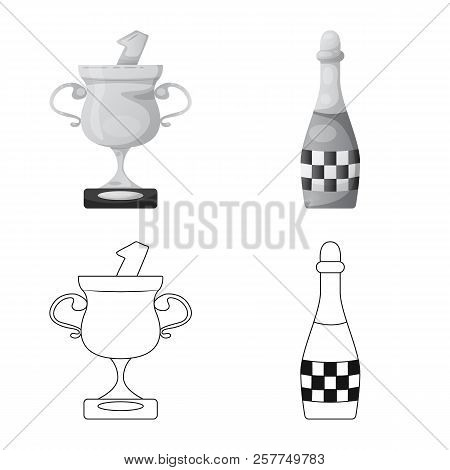 Vector Illustration Of Car And Rally Sign. Set Of Car And Race Vector Icon For Stock.