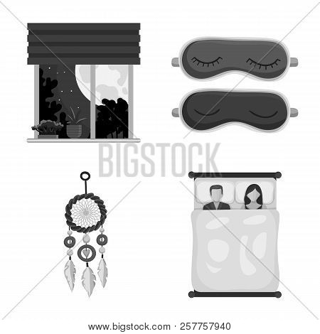 Vector Design Of Dreams And Night Icon. Set Of Dreams And Bedroom Stock Symbol For Web.