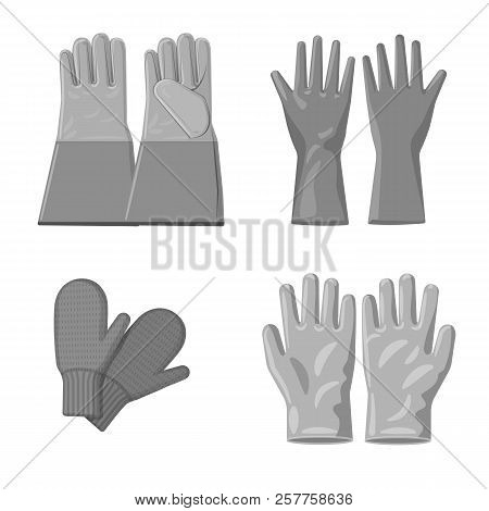 Vector Design Of Glove And Winter Symbol. Collection Of Glove And Equipment Stock Symbol For Web.