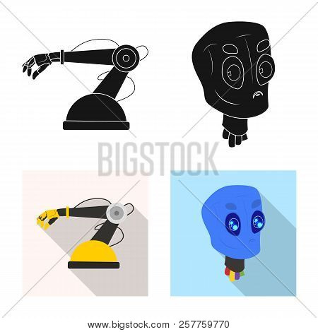 Vector Illustration Of Robot And Factory Symbol. Collection Of Robot And Space Stock Vector Illustra