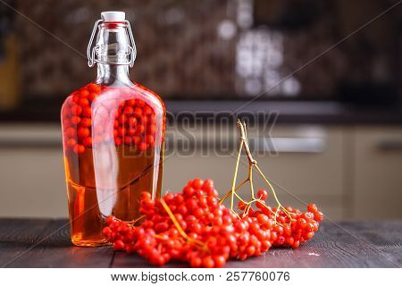 Rowan Tincture Of Alcohol In Glass, Concept Handmade Alco