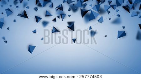 Abstract Blue Background With 3d Trigons. Vector Geometric Illustration.
