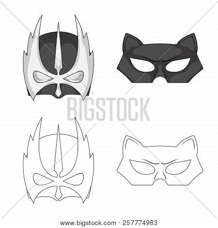 Vector Design Of Hero And Mask Icon. Set Of Hero And Superhero Vector Icon For Stock.