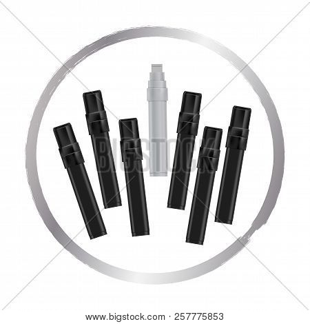 Open White Marker Next To Closed Black Markers. Broad Markers On White Background. Vector Illustrati
