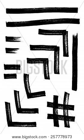 Brush Strokes Set Hand Drawn Scribble Abstract Vector Illustration. Border Design Template.