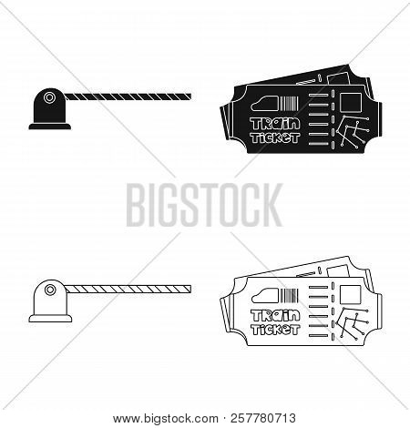 Vector Illustration Of Train And Station Icon. Set Of Train And Ticket Vector Icon For Stock.