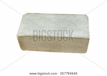 Building, One White Silicate Brick Isolated On White Background.