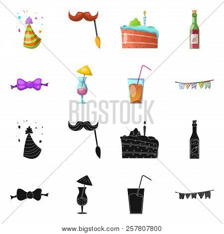 Vector Design Of Party And Birthday Sign. Set Of Party And Celebration Vector Icon For Stock.