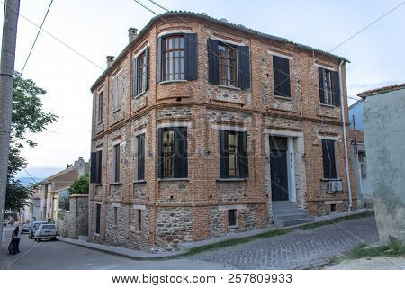 Wide Corner Shoot Of Masonry Brick Stone Otel Building In Turkey