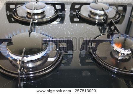Cooker. Kitchen Gas Cooker. Cooker Fire. Kitchen Hotplate.