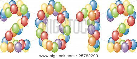 Palloncini lettere 2012 In vettoriale