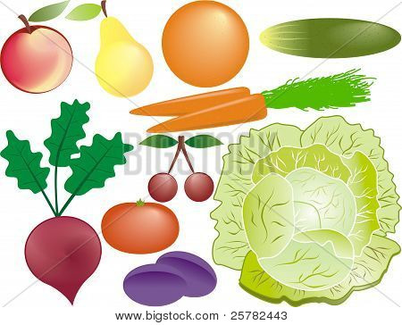 Frutta e verdura Vector Set