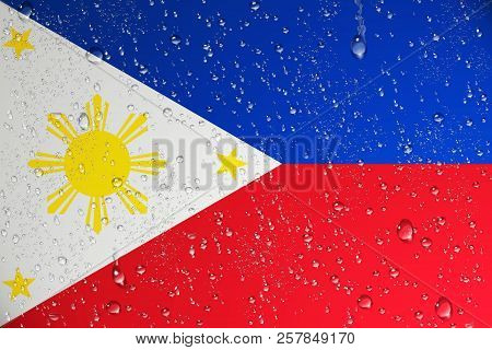 3d Rendering Of Wet Philippines Flag After A Typhoon.