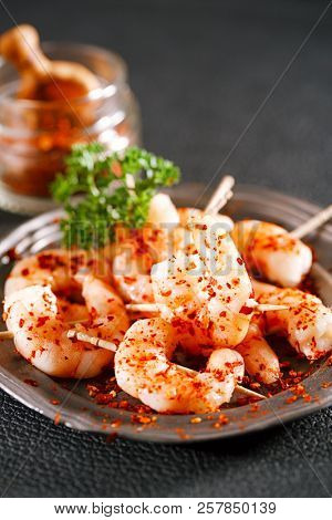 harissa spice mix - morrocan red hot chilles with king prawns