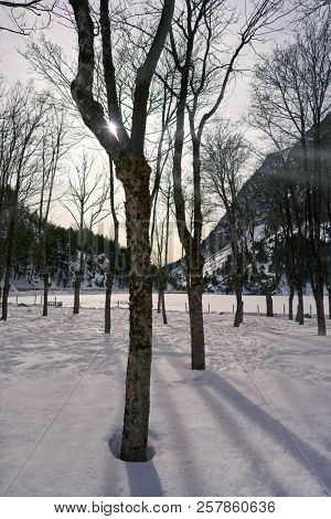 Panticosa snow ice in Huesca Pyrenees of Spain