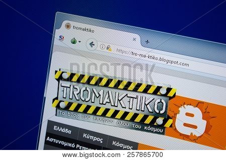 Ryazan, Russia - September 09, 2018: Homepage Of Tro-ma-ktiko Website On The Display Of Pc, Url - Tr
