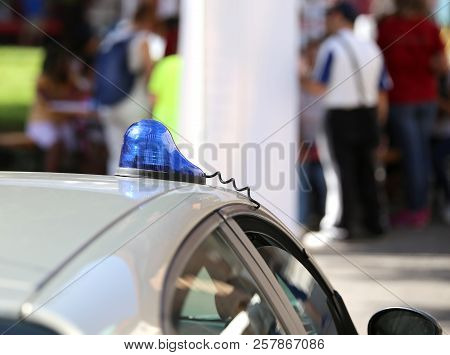 Siren Of The Police Car In The City During A Plainclothes Check