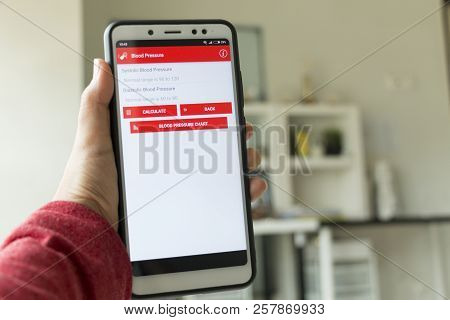 Negeri Sembilan,malaysia - August 29, 2018: Health Tracker Application On Smartphone. It Is To Keep