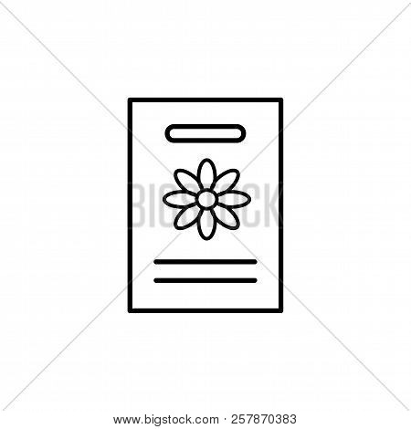 Black & White Vector Illustration Of Seed Pack Of Flowering Houseplant. Line Icon Of Home Plant Seed