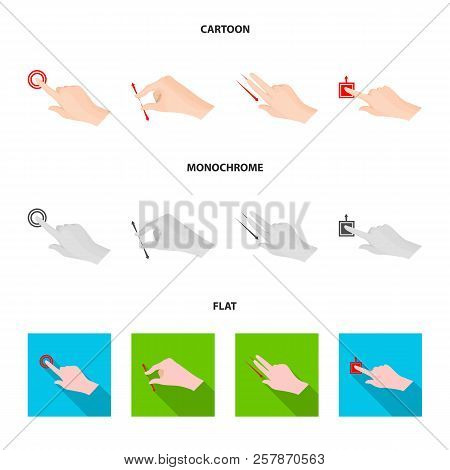 Vector Design Of Touchscreen And Hand Sign. Collection Of Touchscreen And Touch Vector Icon For Stoc