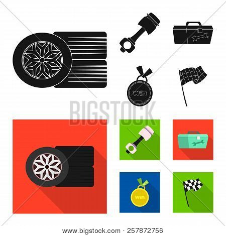 Vector Design Of Car And Rally Symbol. Set Of Car And Race Vector Icon For Stock.