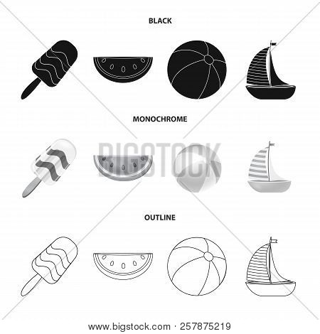 Vector Illustration Of Equipment And Swimming Symbol. Collection Of Equipment And Activity Vector Ic