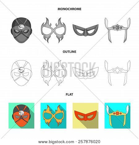 Vector Design Of Hero And Mask Logo. Collection Of Hero And Superhero Stock Vector Illustration.
