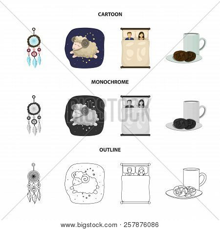 Vector Design Of Dreams And Night Logo. Set Of Dreams And Bedroom Stock Symbol For Web.